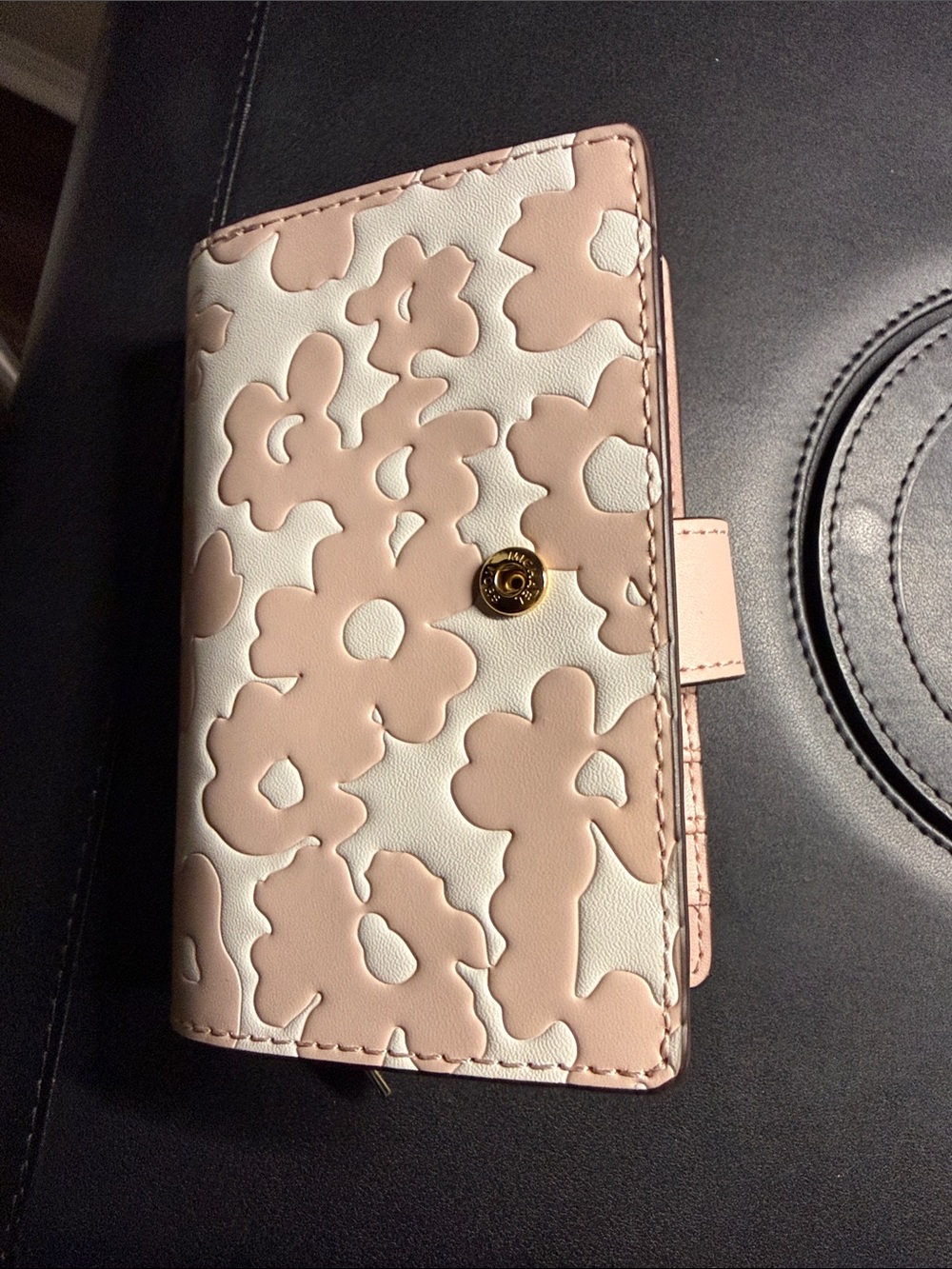 Michael Kors Blush and White Floral Leather Wallet with Gold Logo - Picture 9 of 9